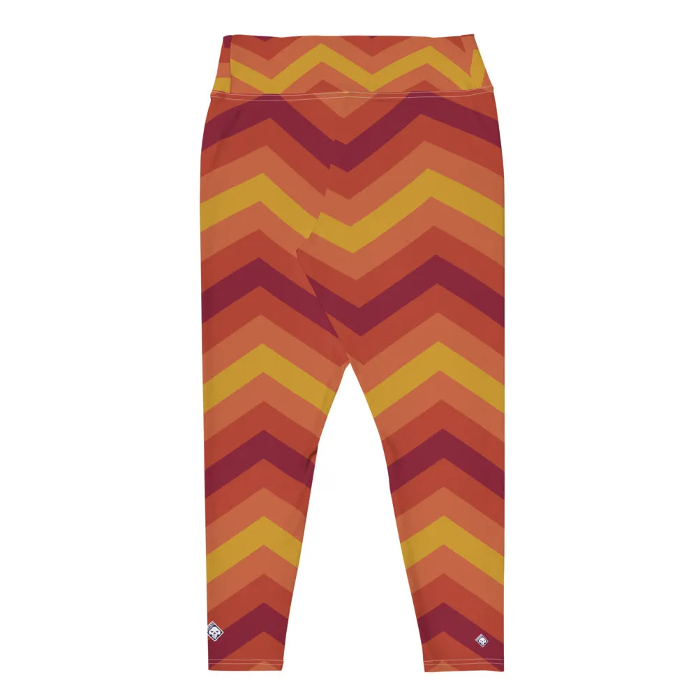 Women's Plus Size High Waist Zig zag Autumn Leggings Yoga Pants