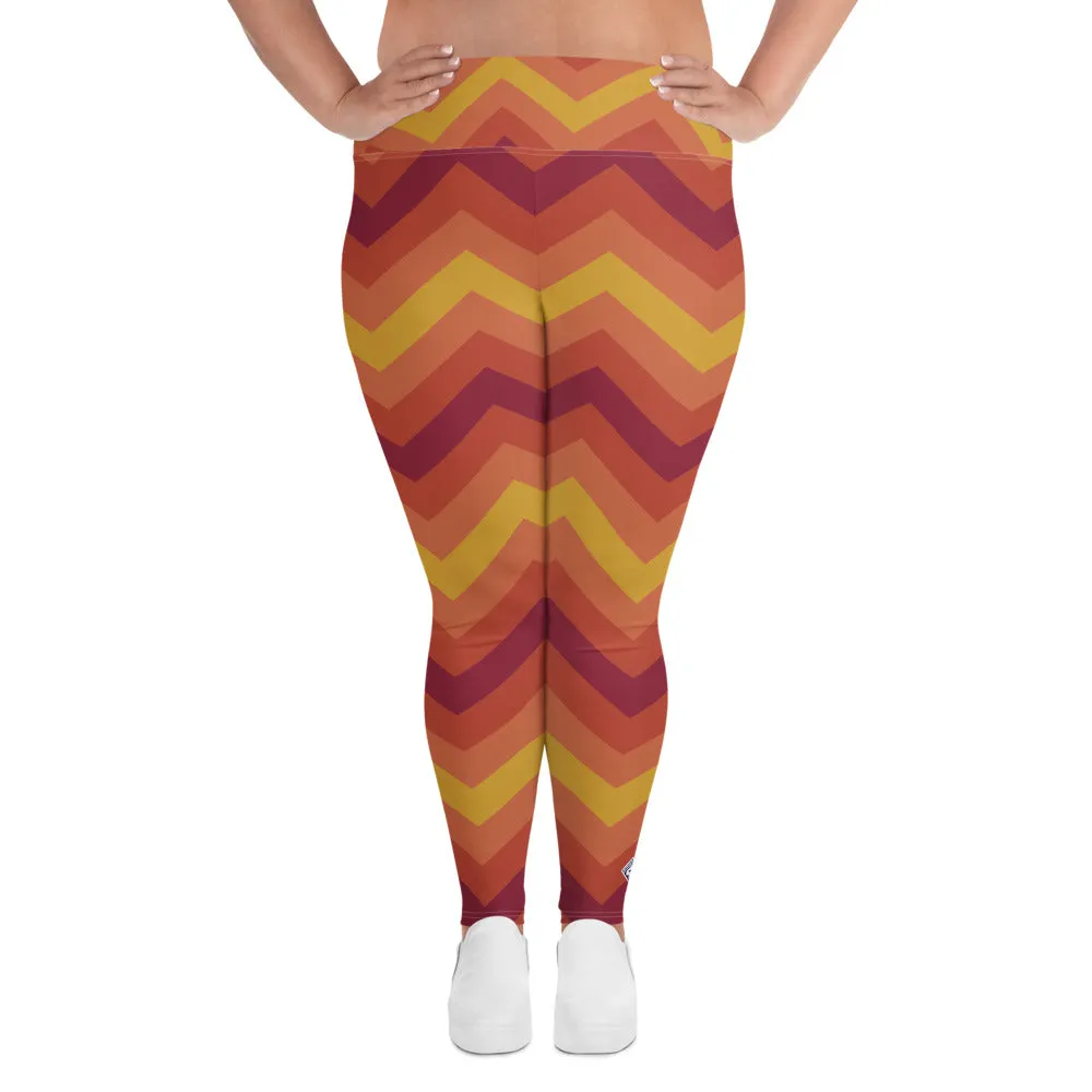 Women's Plus Size High Waist Zig zag Autumn Leggings Yoga Pants