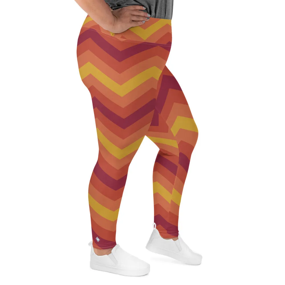 Women's Plus Size High Waist Zig zag Autumn Leggings Yoga Pants