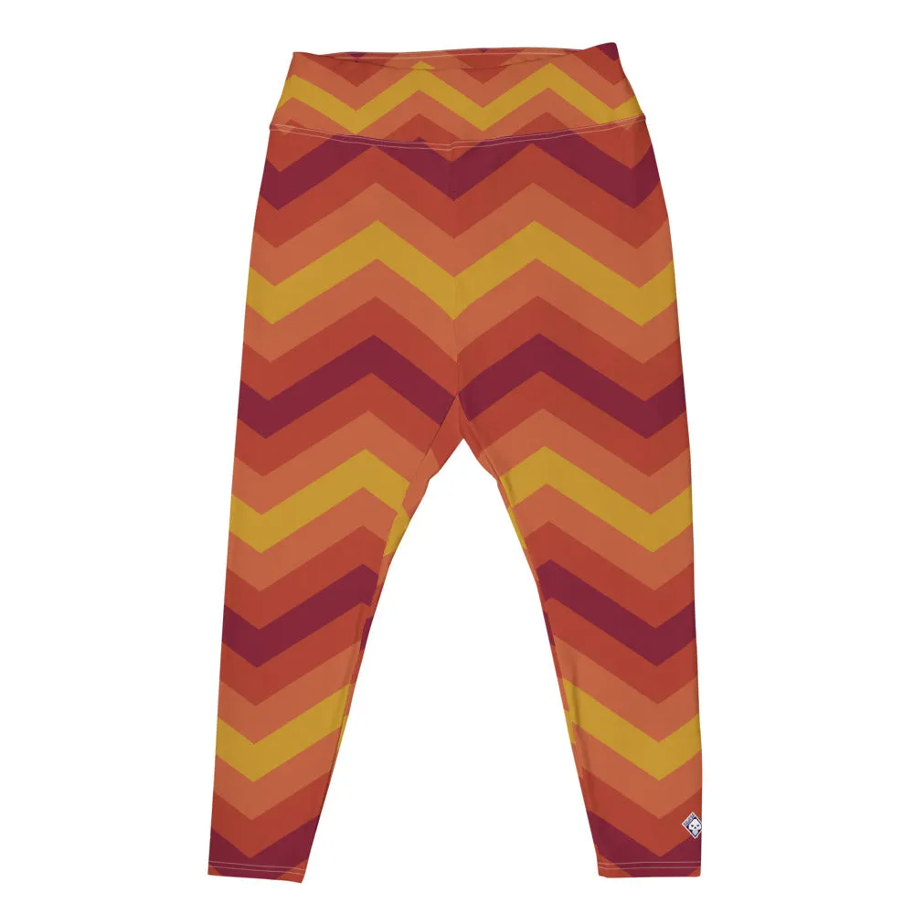 Women's Plus Size High Waist Zig zag Autumn Leggings Yoga Pants