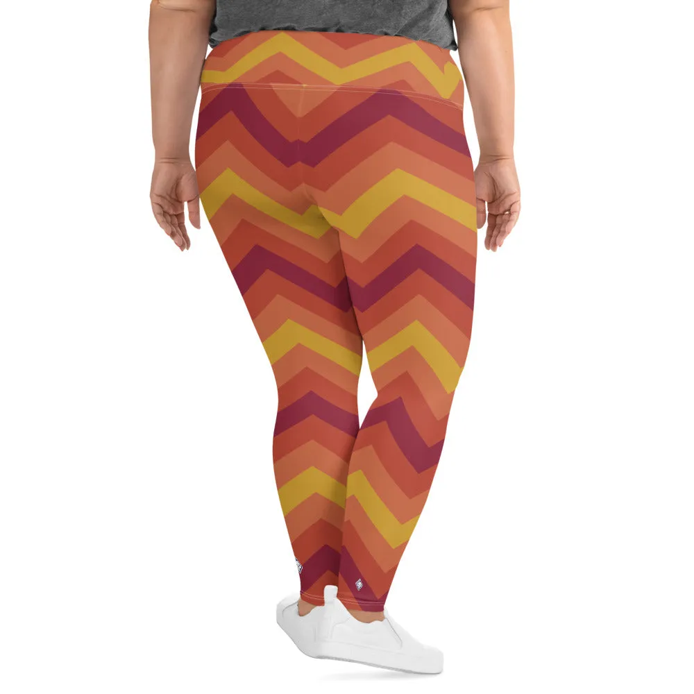 Women's Plus Size High Waist Zig zag Autumn Leggings Yoga Pants