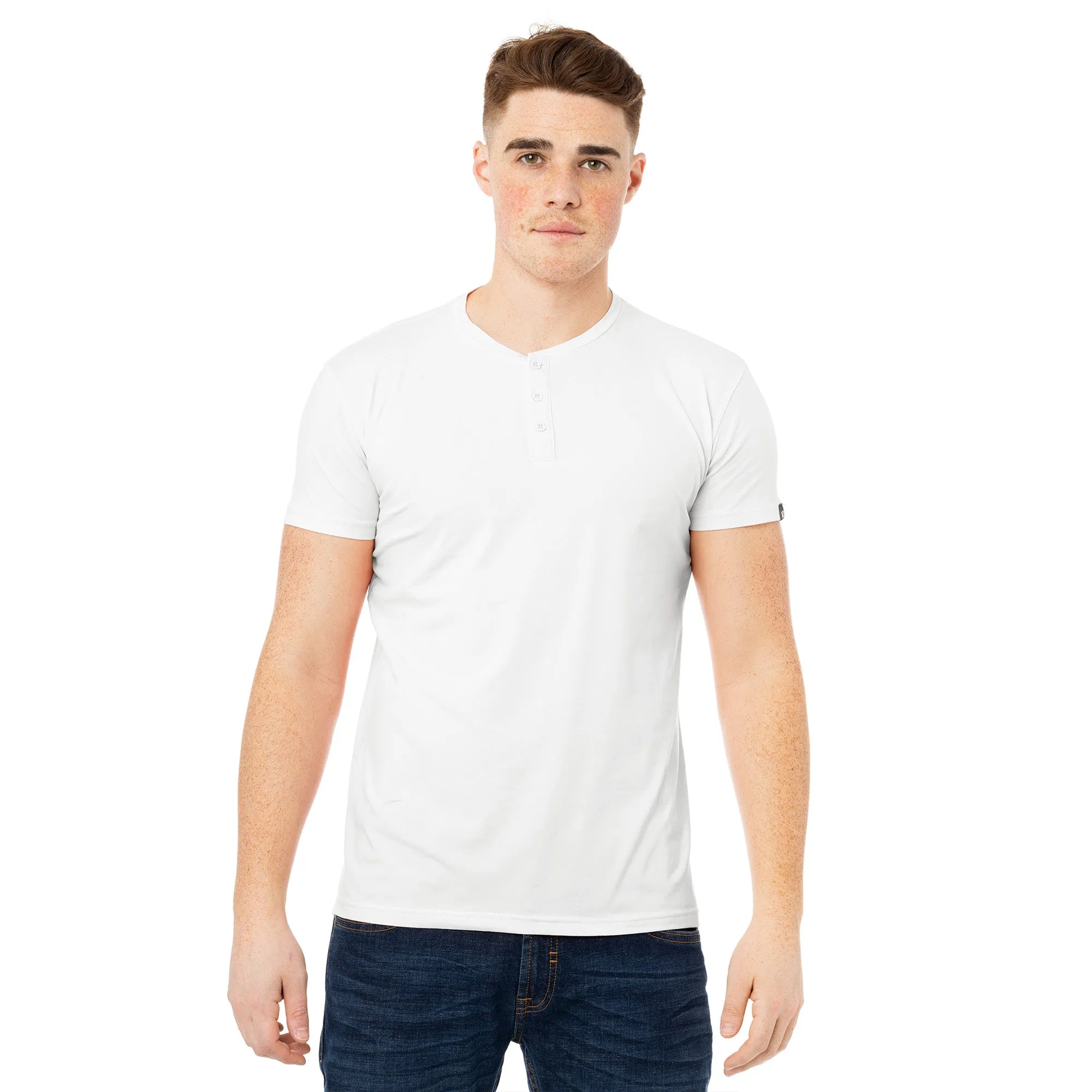 X RAY Men's Basic Henley Neck Short Sleeve T-Shirt