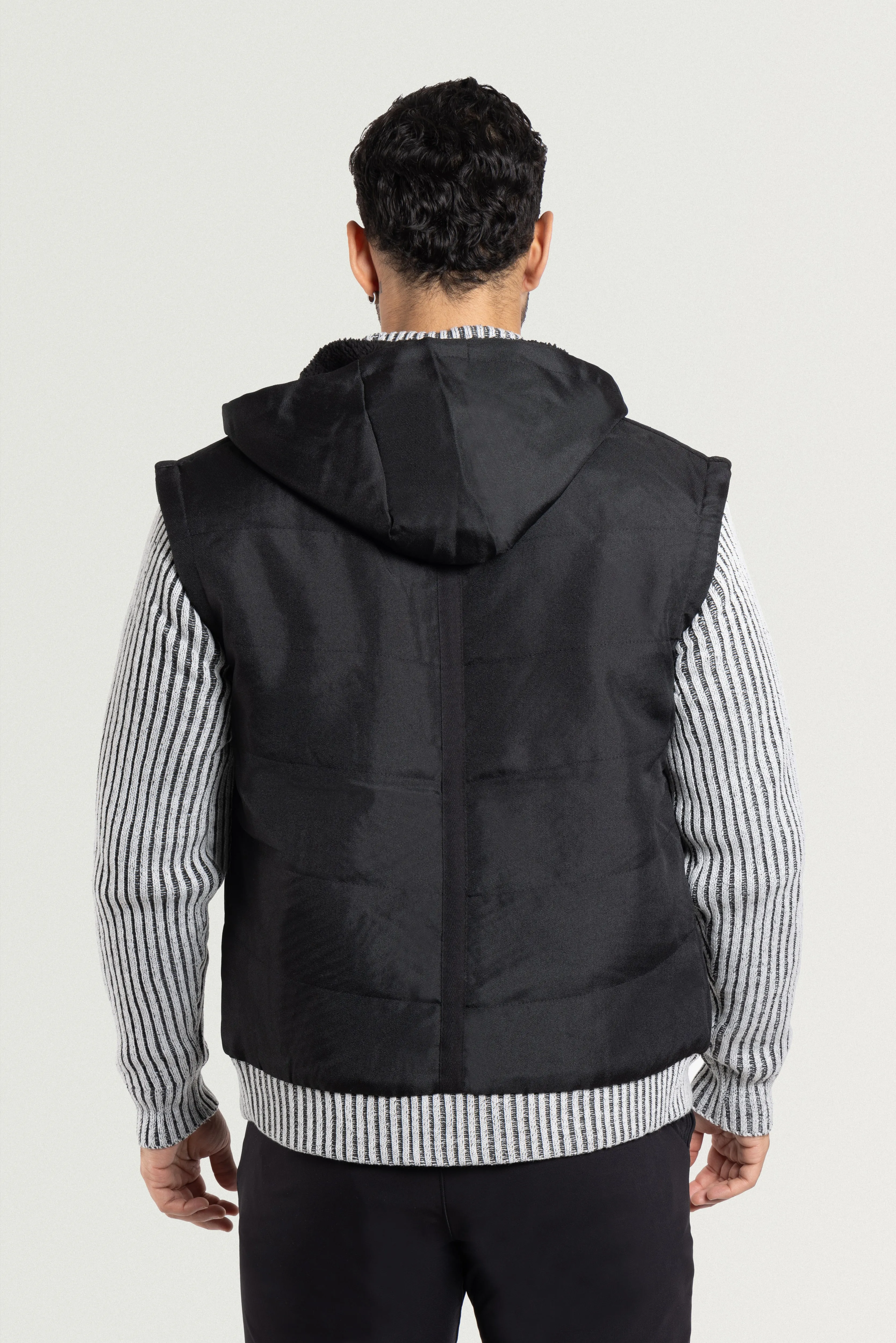 X RAY Men's Lightly Insulated Full Zip Hooded Vest Ribbed Sweater Jacket