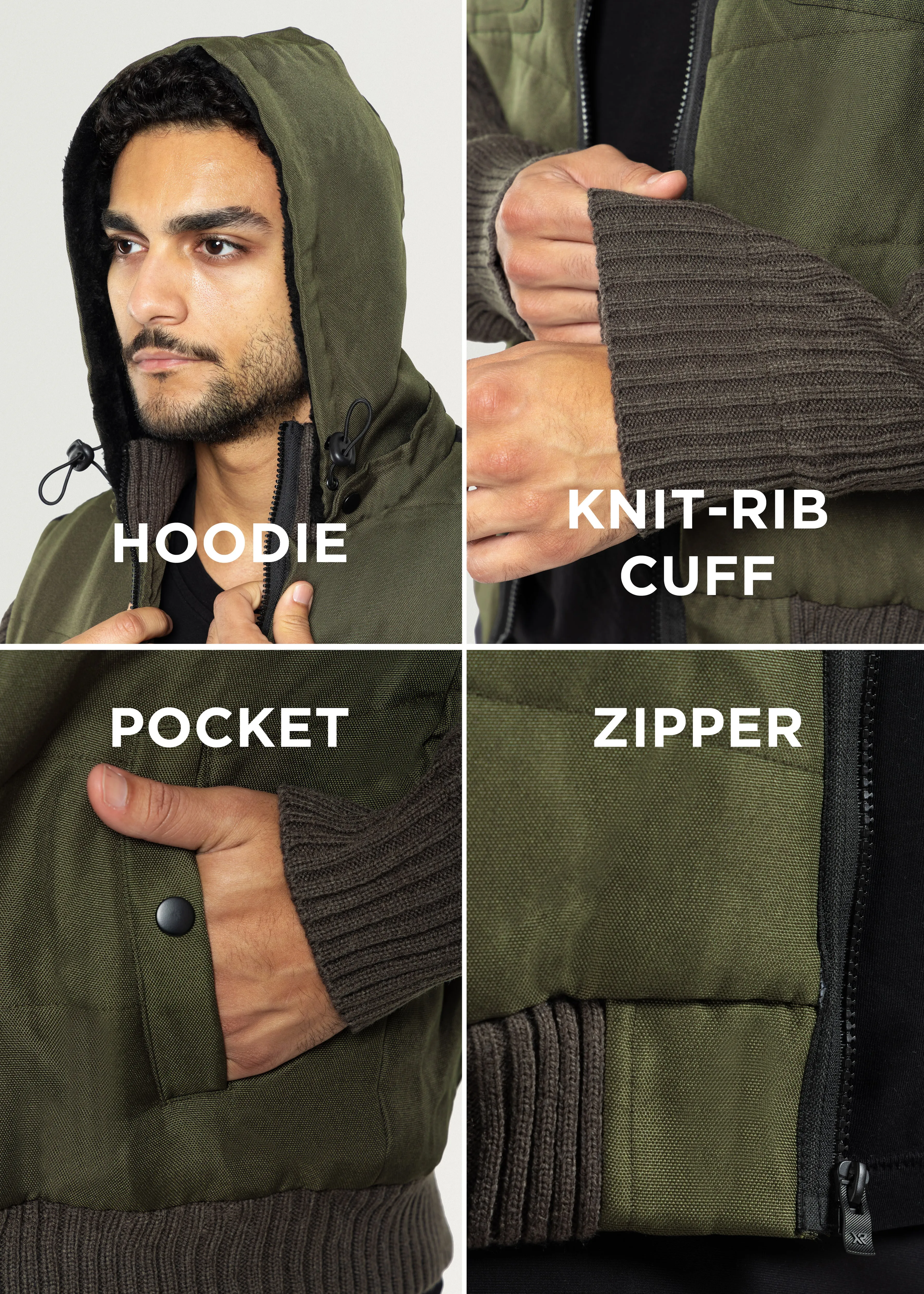 X RAY Men's Lightly Insulated Full Zip Hooded Vest Ribbed Sweater Jacket