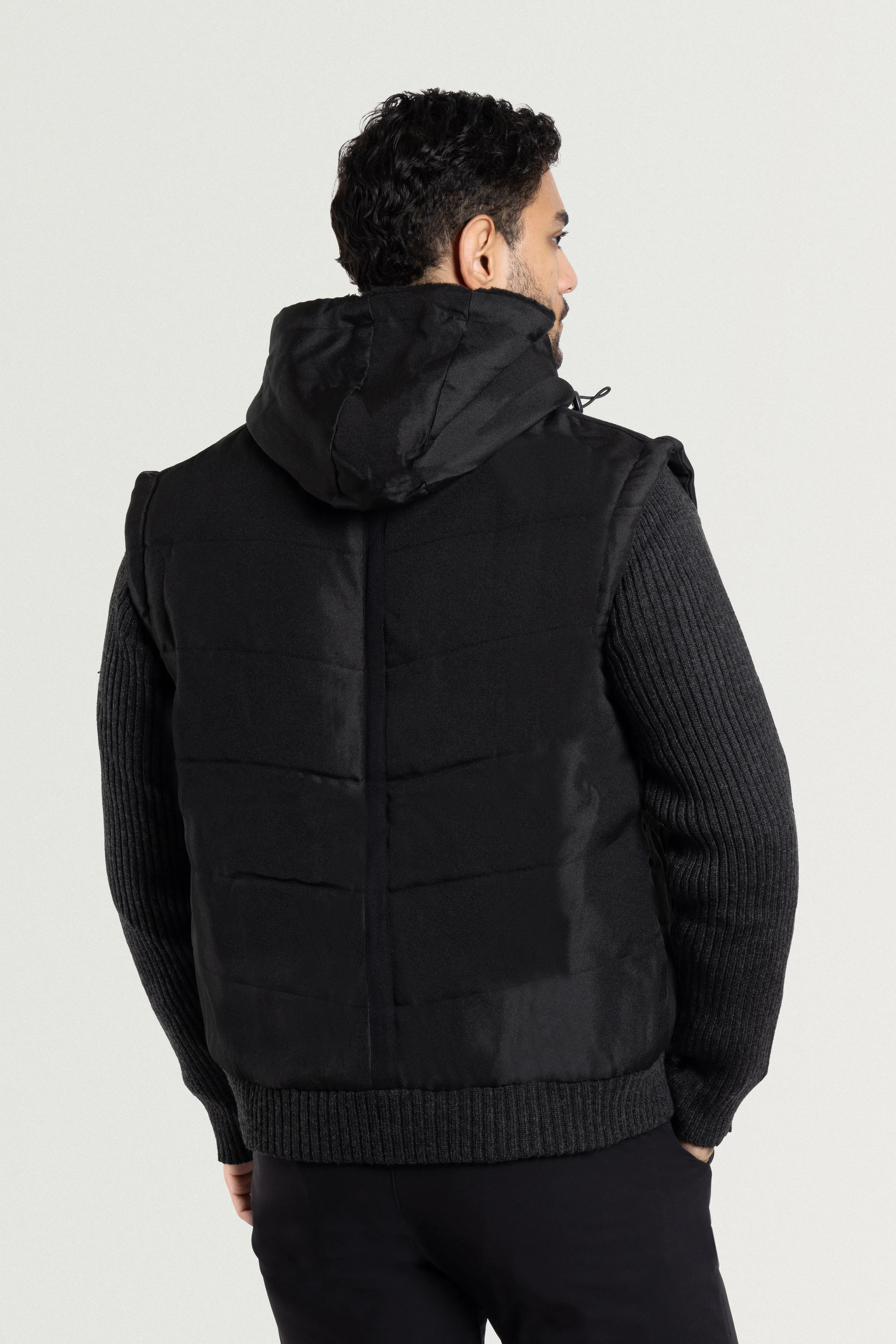 X RAY Men's Lightly Insulated Full Zip Hooded Vest Ribbed Sweater Jacket