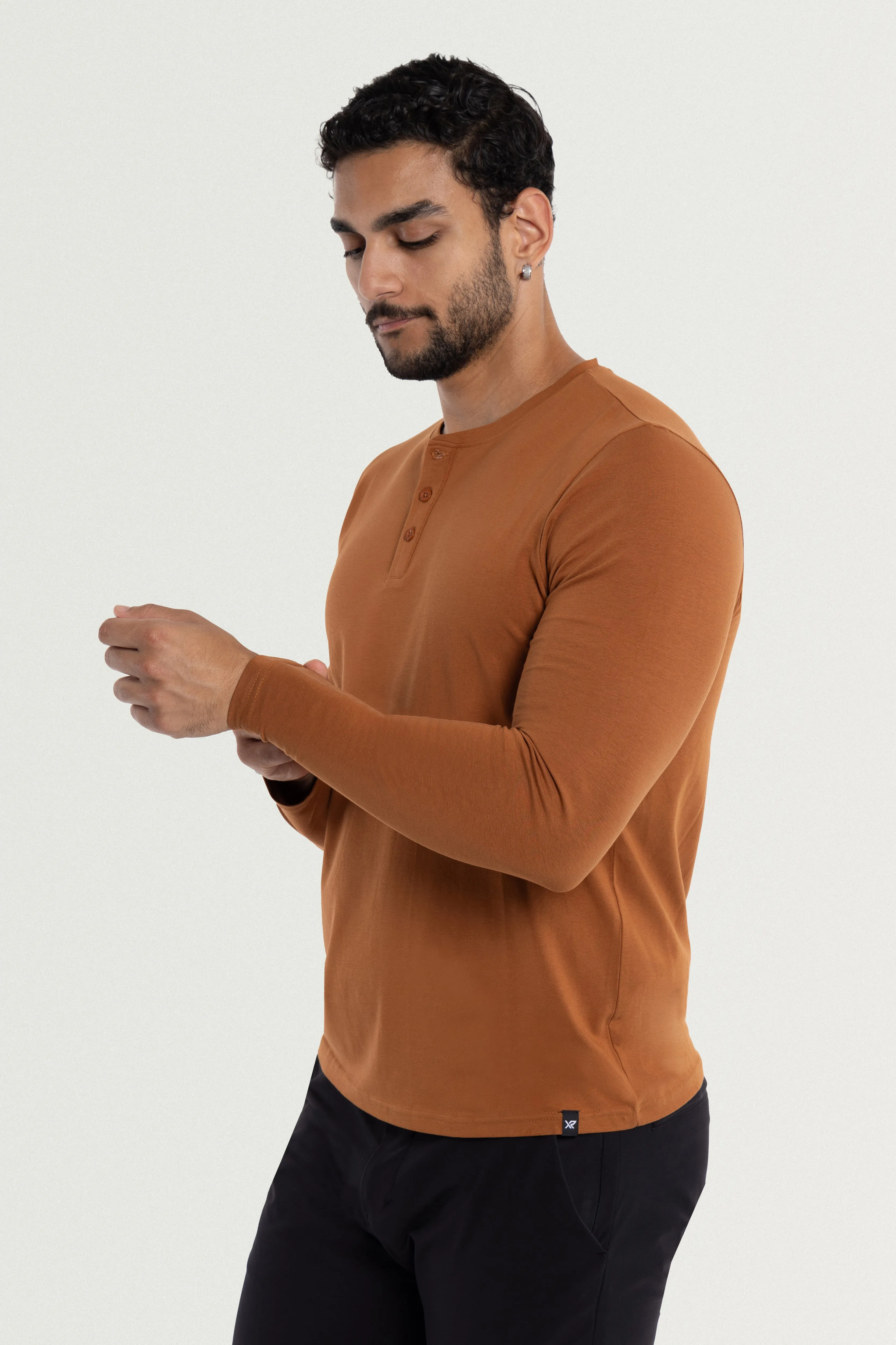 X RAY Men's Long Sleeve Henley Shirt