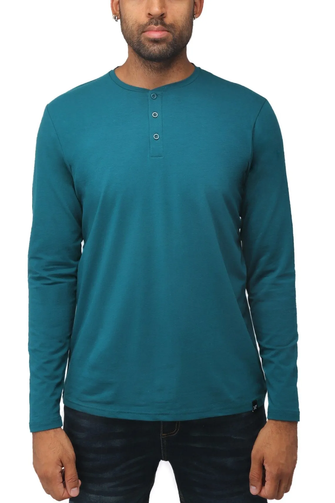 X RAY Men's Long Sleeve Henley Shirt